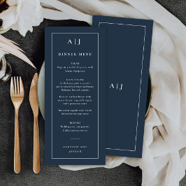 Menu Jantar com monograma de casamento clássico