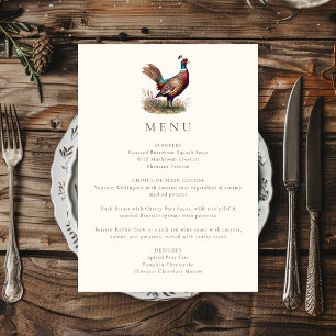 Menu Jantar de Caça Elegante Rústico de Faisão de Outon