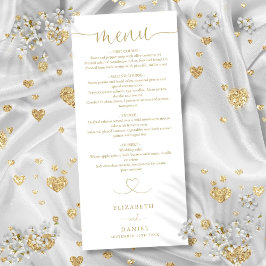 Menu Jantar de casamento com elegante letra coração em 