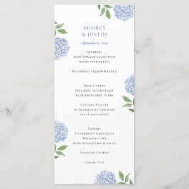 Menu Jantar de Casamento com Hortênsia Azul Clássica