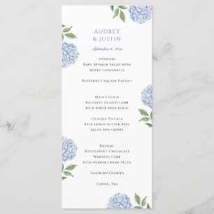 Menu Jantar de Casamento com Hortênsia Azul Clássica