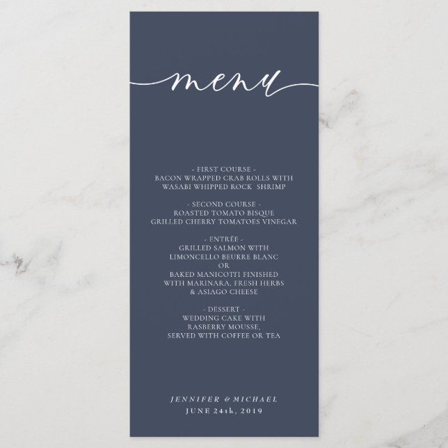 Menu Jantar de Cerimônia de Casamento Simples Moderna M (Frente)