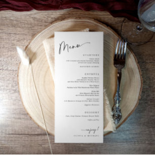 Menu Jantar de Curso de Comida Moderna Casamento Preto