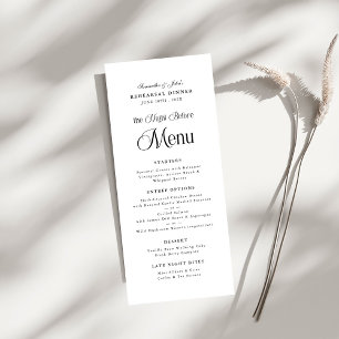 Menu Jantar de Ensaios Moderno e Elegante da Noite Ante