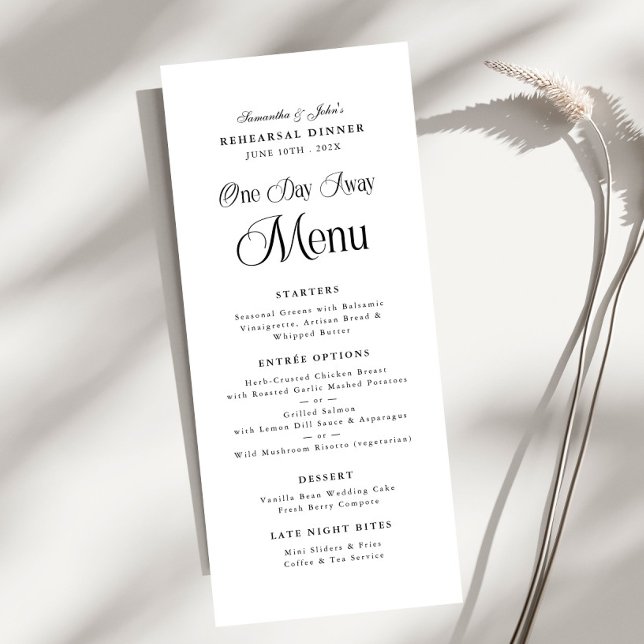 Menu Jantar de Ensaios Moderno e Elegante Um Dia à Part (Criador carregado)