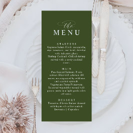 Menu Jantar de Noite de Casamento Minimalista Oliva Ele