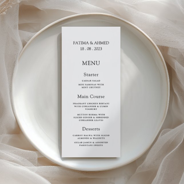 Menu Jantar de Noite Formal Minimalista Moderno em Pret (Criador carregado)