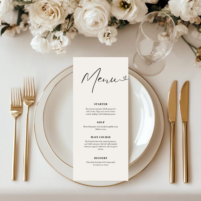 Menu Jantar de Noiva com Caligrafia Moderna e Elegante  (Criador carregado)