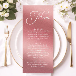 Menu Jantar de Noiva Elegante em Dourado Rosa Moderno