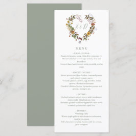 Menu Jantar de Noiva Rustico Floral Verde Sage