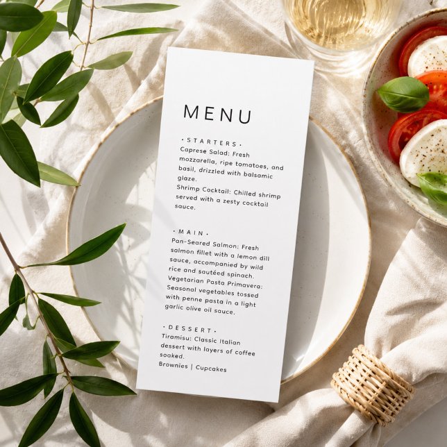 Menu Jantar de Noiva Simples Limpo Ultra Minimalista (Criador carregado)