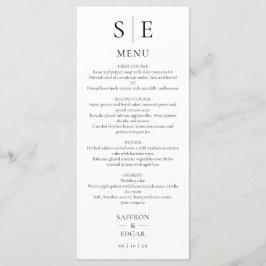 Menu Jantar de Noivado com Monograma Preto e Dourado El