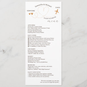 Menu Jantar de Recepção de Casamento com Tema de Viagem