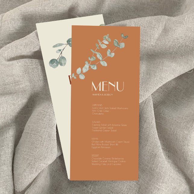 Menu Jantar e Beber Terracotta Eucalyptus Deco (Criador carregado)