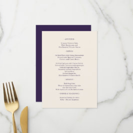 Menu Jantar Elegante Clássico Roxo da Meia-Noite