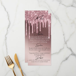 Menu Jantar Elegante com Brilho de Rosa Dourada Escura 