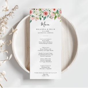 Menu Jantar Floral de Outono Elegante e Delicado