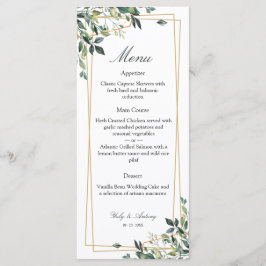 Menu Jantar Sofisticado com Impressão de Folhagem em Do