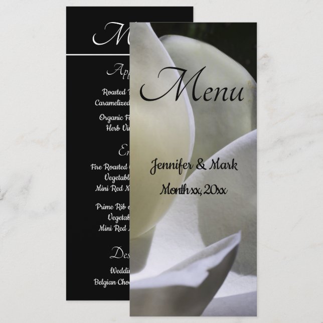 Menu Jantar White Magnolia Weding (Frente/Verso)