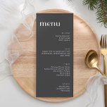 Menu Janto Alto Deco de Arte Branca Elegante<br><div class="desc">Menu de Janto de Altura de Casamento de Deco de Arte Elegante Minimalista em Preto e Branco</div>