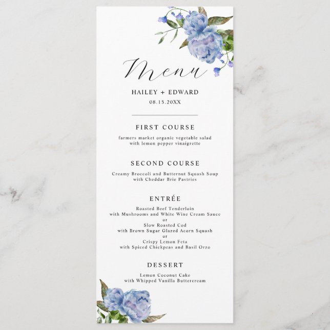 Menu Janto Blue Floral Wedding (Frente)