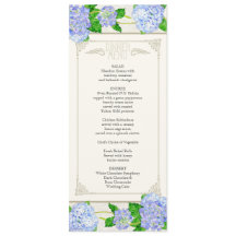 Menu janto - Blue Hydrangea Lace Floral Formal