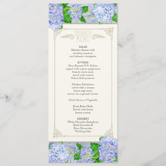 Menu janto - Blue Hydrangea Lace Floral Formal (Frente)
