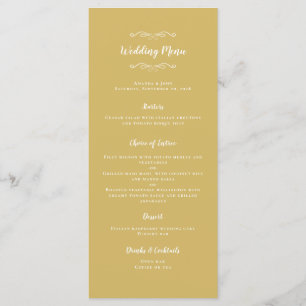 Menu Janto Branco Dourado sobre Caligrafia de Casamento