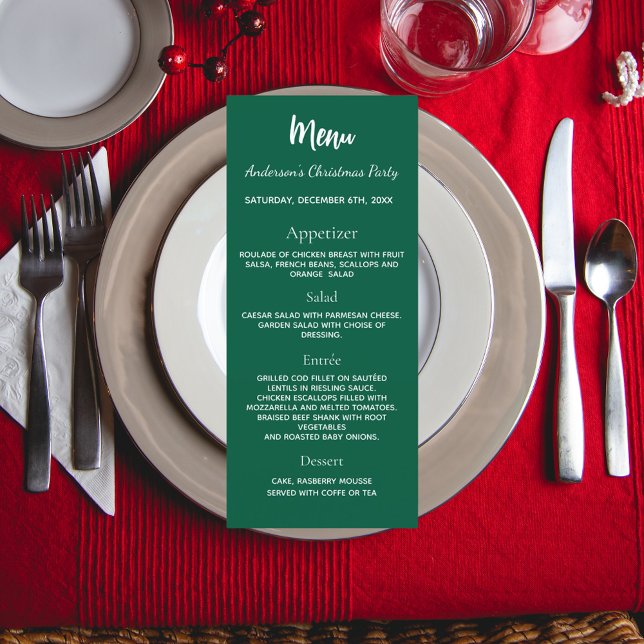 Menu janto branco verde da festa de Natal (Criador carregado)