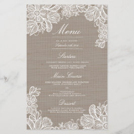 Menu Janto Burlap e Lace Wedding