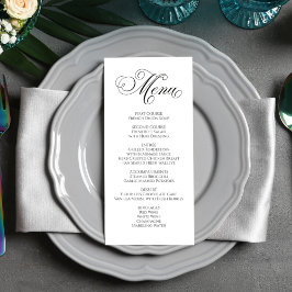 Menu Janto Caligrafia de Casamento Negro e Branco