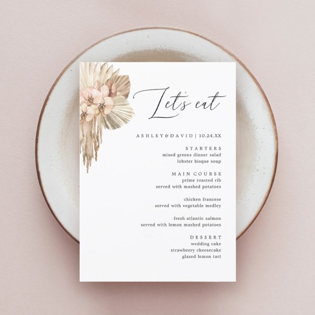 Menu Janto Casamento Bohemian Pampas Grass (Criador carregado)