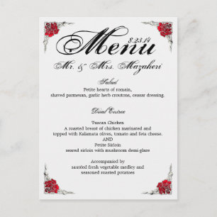Menu Janto Casamento com Obrigado Nota no verso