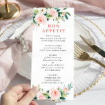 Menu Janto Casamento das Flores de Blush Rosa Eleg<br><div class="desc">Para mais personalização,  clique no link "personalizar mais" e use nossa ferramenta design para modificar esse modelo.</div>