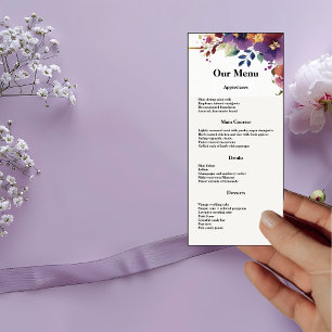 Menu Janto Casamento de Flores de Aquarela Elegant