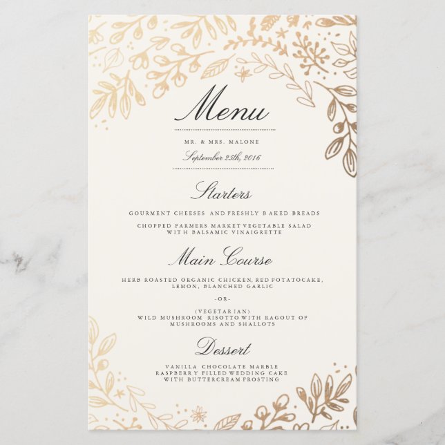 Menu Janto Casamento de Flores de Colheita (Frente)
