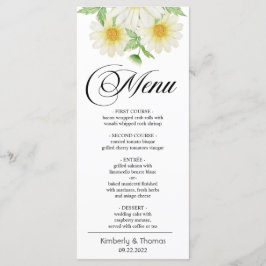 Menu Janto Casamento de Flores de Margarida de Aquarela