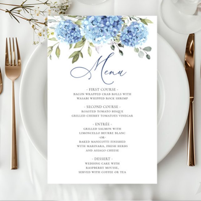 Menu Janto Casamento de Hydrangea Azul Elegante (Criador carregado)