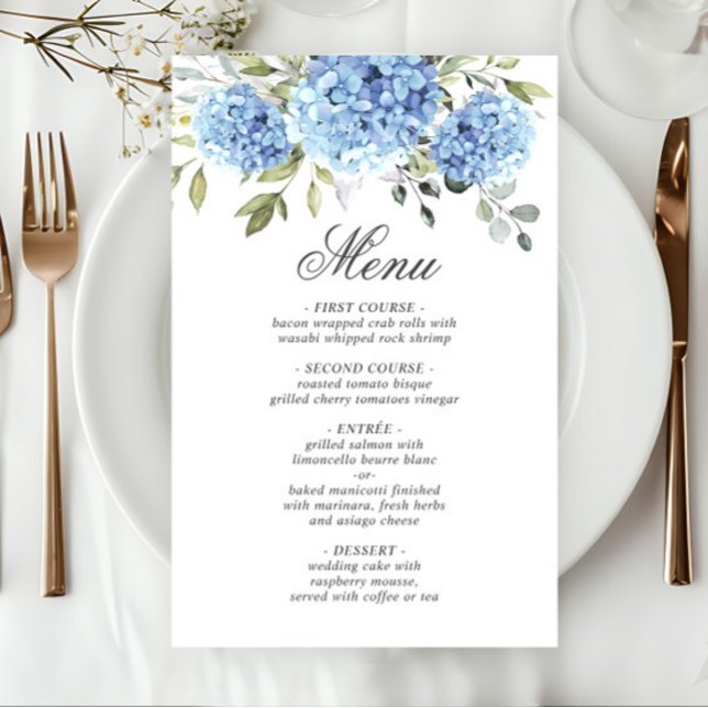 Menu Janto Casamento de Hydrangea Azul Elegante (Criador carregado)