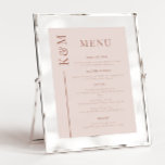 Menu Janto Casamento de Linha Limpa Cor-de-Rosa Es<br><div class="desc">Lista de menus de janto de casamento legante com linha simples e limpa com o casal inicial do lado. O plano de fundo é cor-de-rosa-claro.</div>