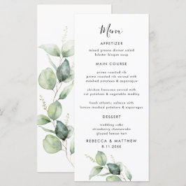 Menu Janto Casamento de Script Watercolor Eucalyptus