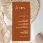 Menu Janto Casamento de Terracotta<br><div class="desc">Cartões de menu de casamento minimalistas | Menu Moderno,  Menu Janto de Casamentos,  Menu de Janta de Vamos Russos no Casamento e Menu Bebidas,  Menus de Casamento Russo com Caligrafia Simples,  Menu de Casamento Russo,  Menu Mesa de Casamentos</div>