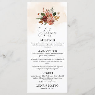 Menu Janto Casamento de Testemunhos de Queda Floral Rus
