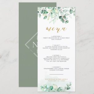 Menu Janto Casamento Dourado Eucalyptus Greenery Waterc