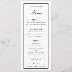 Menu Janto Casamento Elegante Borda Espessa Branca Pret