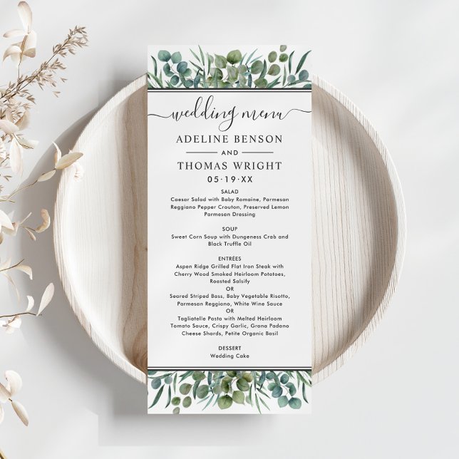 Menu Janto Casamento Elegante Eucalyptus Greenery (Criador carregado)