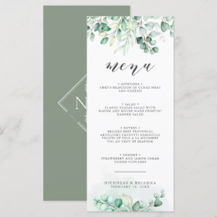 Menu Janto Casamento Eucalyptus Greenery Watercolor
