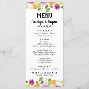Menu Janto Casamento Floral de Watercolor