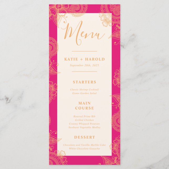 Menu Janto Casamento Mehndi (Frente)