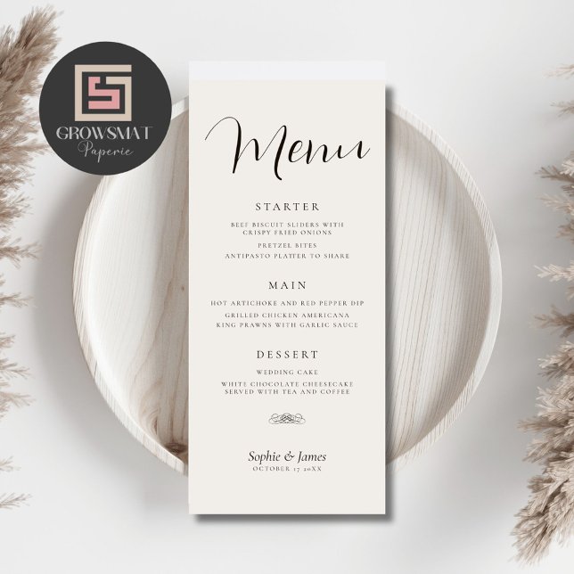 Menu Janto Casamento Minimalista (Minimalist dinner menu)